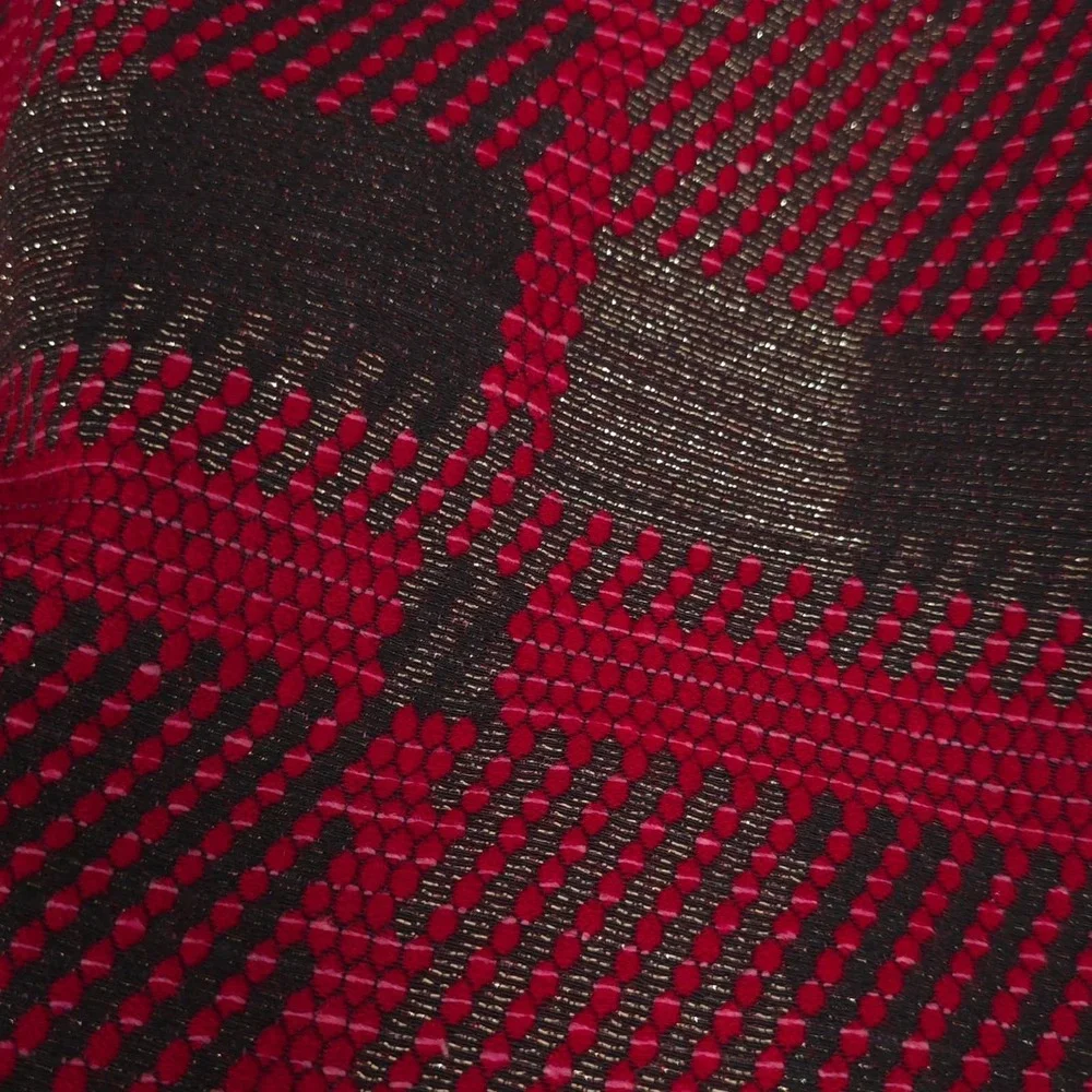 J‎ MCLAUGHLIN Plaid Check Knit Skirt Red Black Metallic Mini Lined 6 Wool Blend